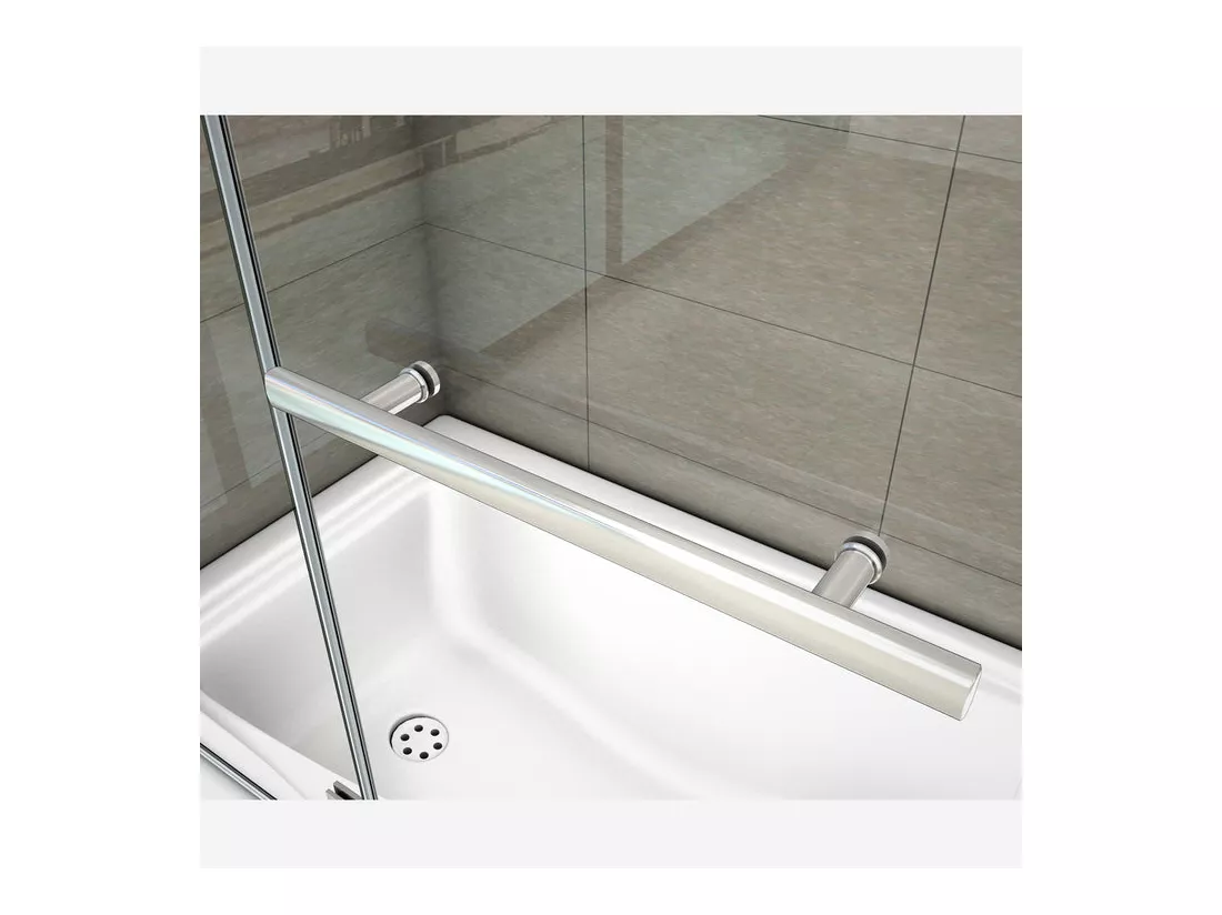 Pare-baignoire 120x140cm pivotant 180° , paroi de baignoire en 6mm verre anticalcaire, avec une poignée en Inox