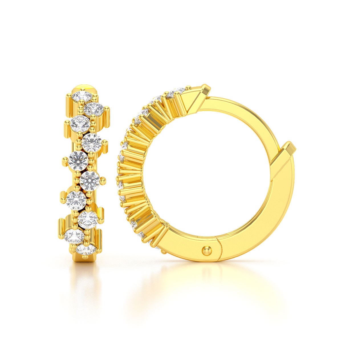 Boucles d'oreilles ADEN Créoles Or 585 Jaune Diamant 1.602grs