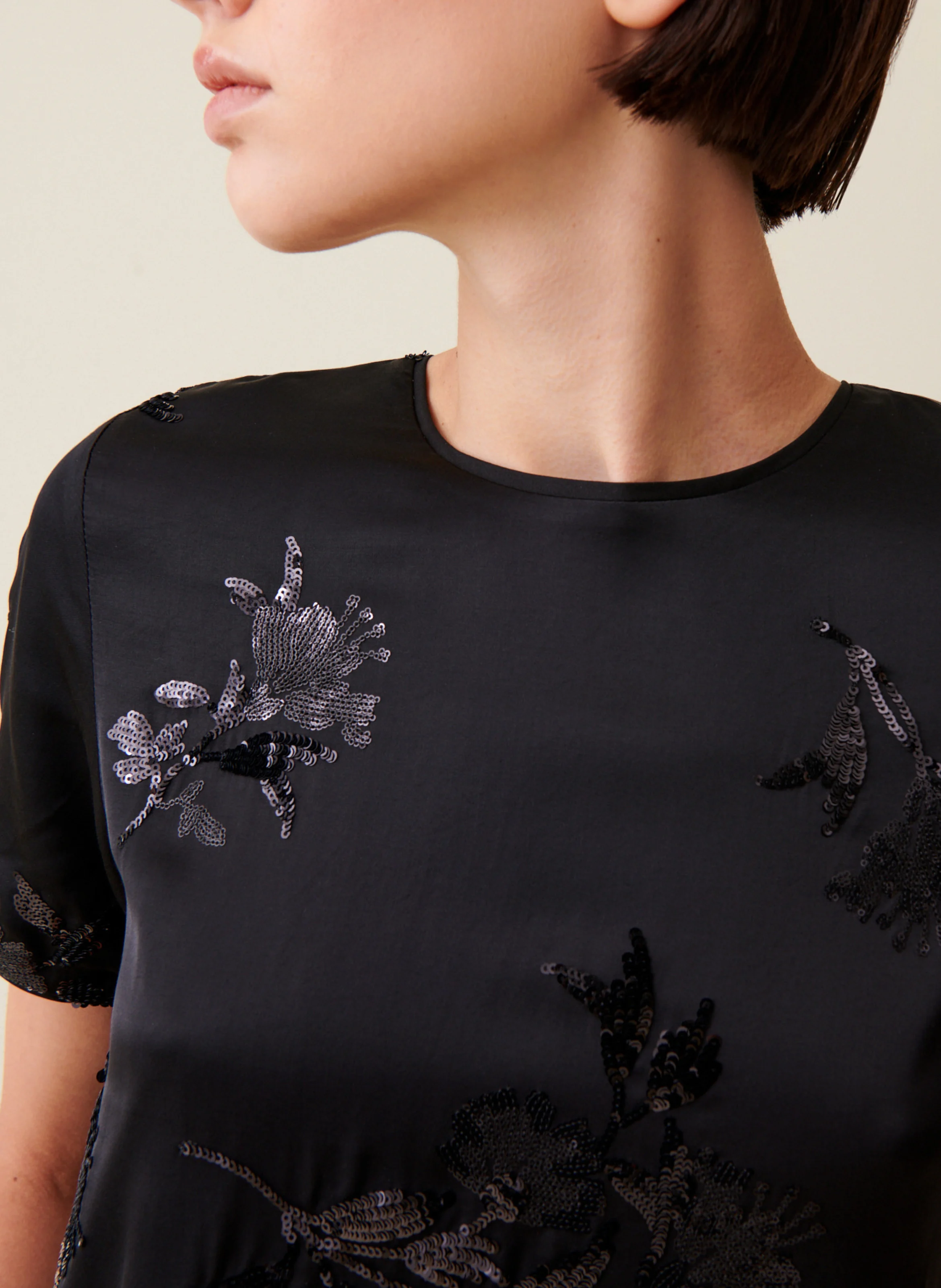 Top droit col rond | Noir