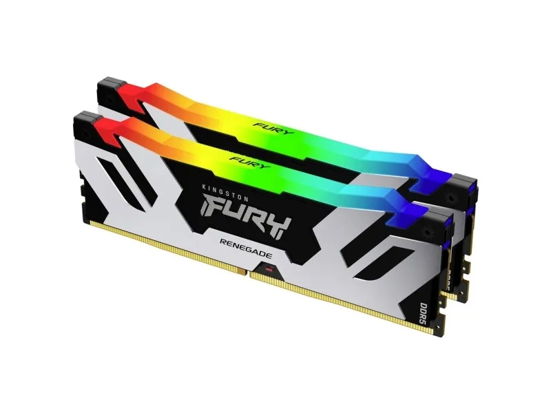 Kingston FURY Renegade RGB - DDR5 - sæt - 64 GB: 2 x 32 GB - DIMM 288-PIN - 6000 MT/s / PC5-48000 - CL32 - 1.35 V - ikke bufferet - on-die ECC - sort, sølv