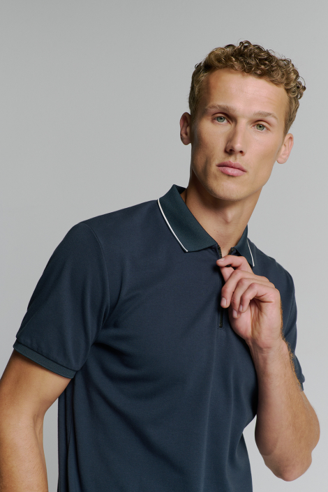NO-EXCESS blauwe heren polo