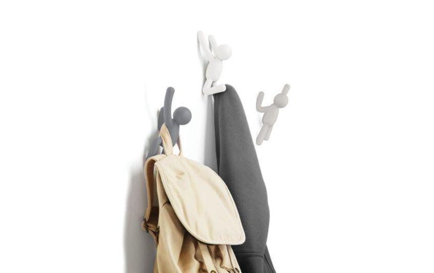 Wandhaken Buddy Weiss/Grautöne, KunststoffWand-Kleiderhaken