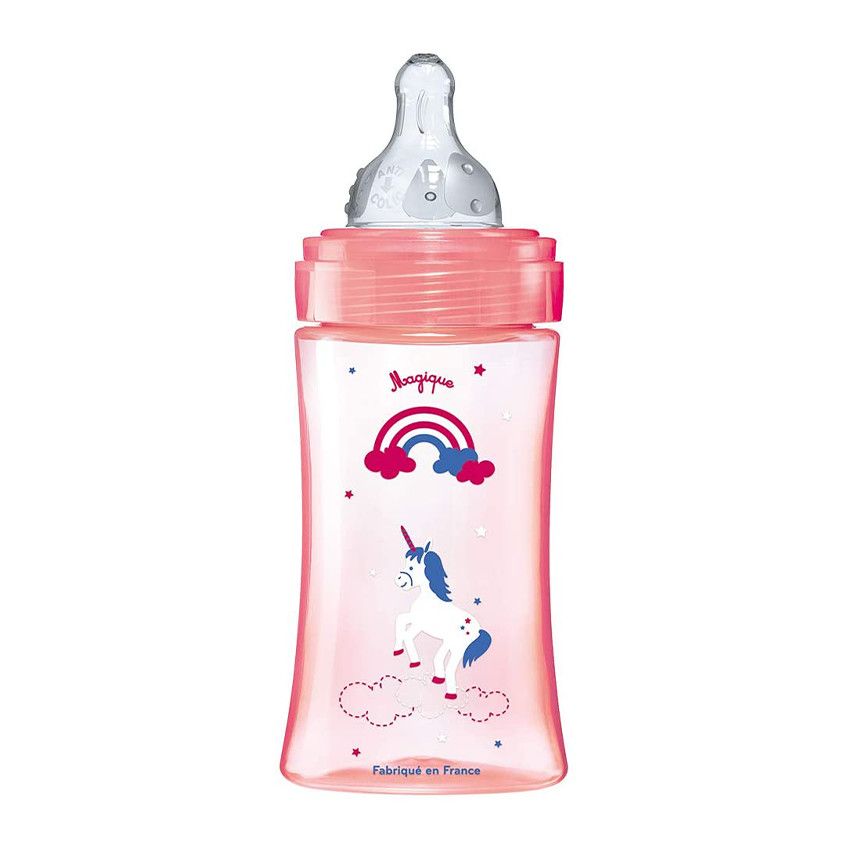 Biberon anti-colique Initiation+ 270ml - Rose licorne - Ecru