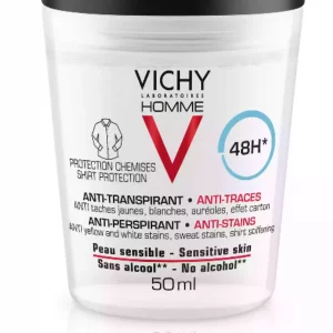 Vichy Homme Déodorant Bille 48H Anti-Transpirant Anti-Traces Protection Chemise - Lot 2x50ml