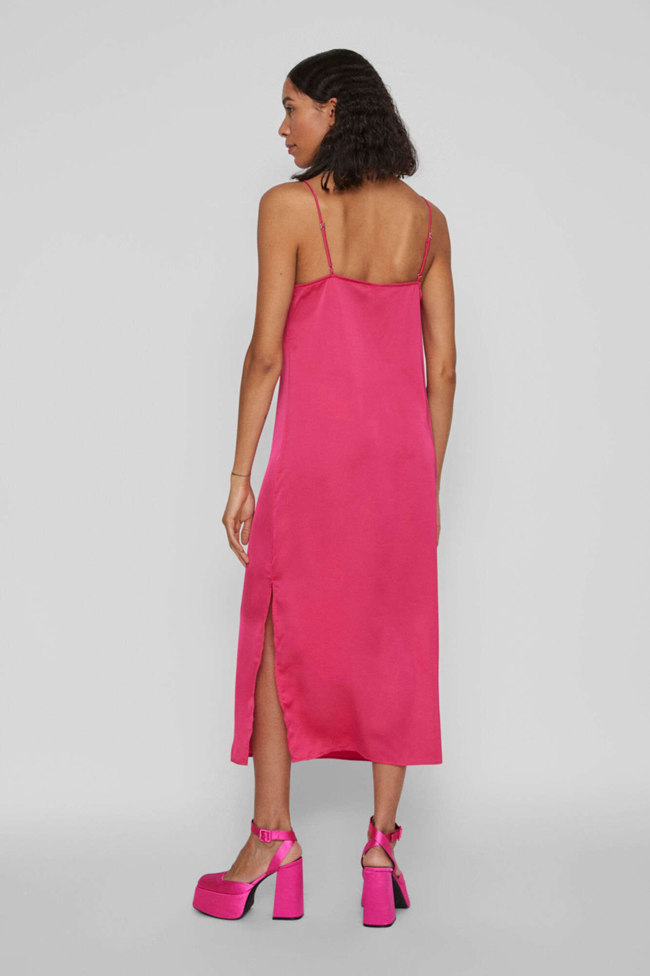 Vestido longo tomara que caia de cetim - Rosa