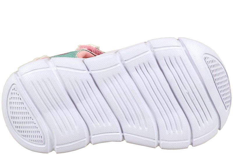 ZIGZAG SANDAL I LYSERØDT GLIMMER PU