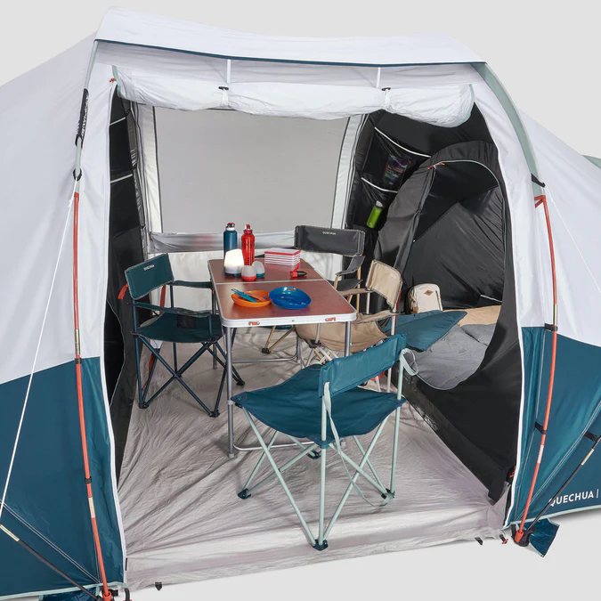 Decathlon Quechua - Barraca de Camping Familiar Impermeável Quechua Arpenaz Fresh & Black para 4 Pessoas com 2 Quartos