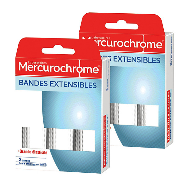 Bandes extensibles Mercurochrome, 2 boîtes de 3 bandes
