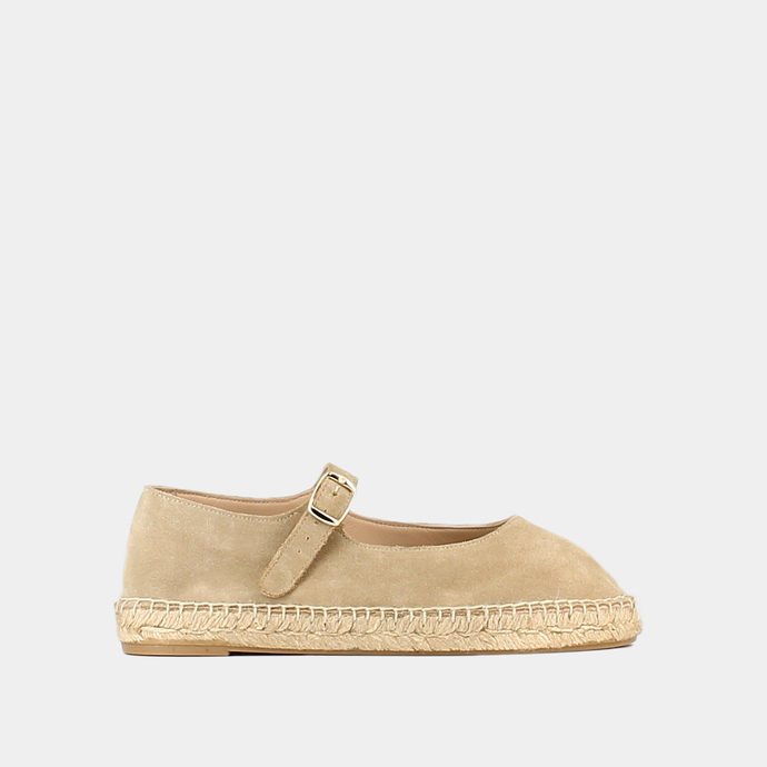 Espadrilles à bouts ronds  en croute beige