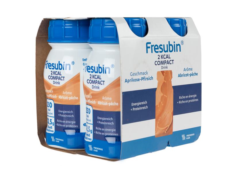 Fresubin 2 kcal Compact Drink Aprikose-Pfirsich 4 x 125 ml Hochkalorische Trinknahrung für besondere medizinische Zwecke