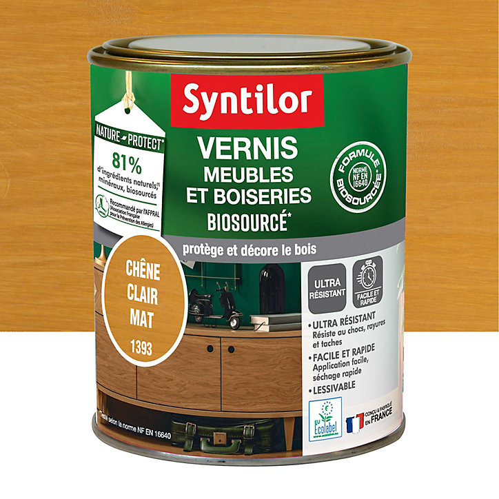 Vernis meubles et boiseries Biosourcé Nature Protect Syntilor chêne clair mat 0,25L