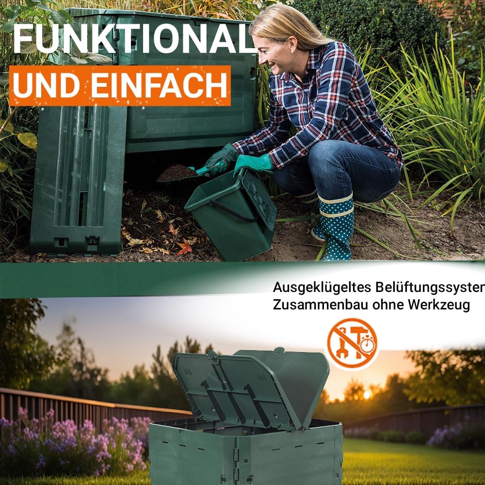 GARANTIA Thermo-King Komposter 600 Liter grün - Komposter Garten, Schnellkomposter, Abfall & Recycling, Biomüll, Komposteimer, Thermokomposter, Garten, Schnellkomposter Garten, Kompost