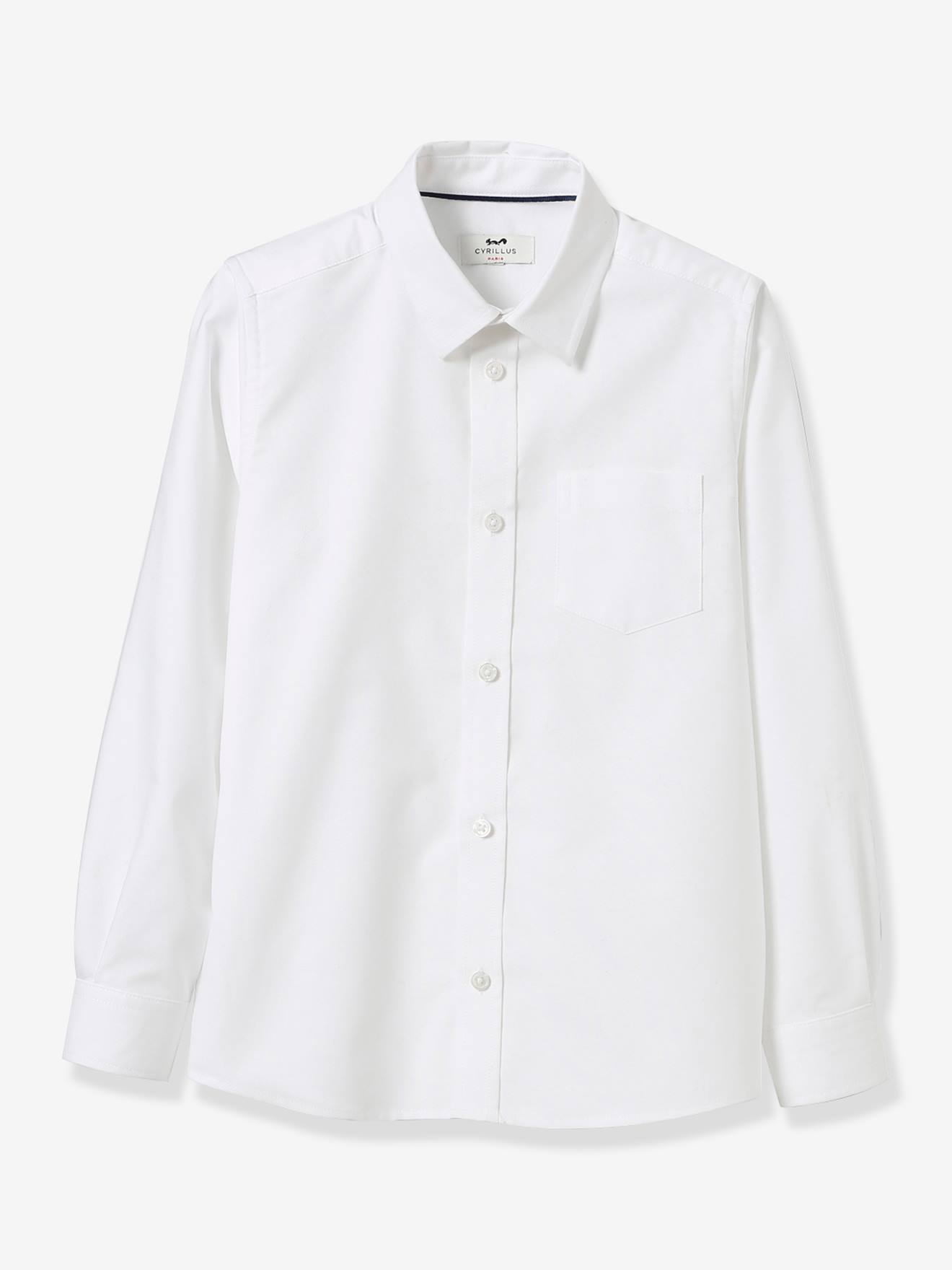 Camisa Oxford branca lisa CYRILLUS para meninos