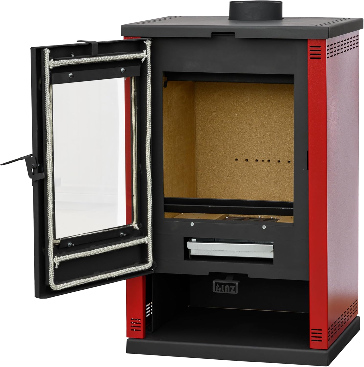 ALAZ Mouse K9-MAX Kaminofen 10 kW – Holzofen Burgunderrot | Brennraum mit Schamott & großem Sichtfenster | Für Holzscheite bis 50 cm | Griffdesign +2 cm verbessert | Energieeffizienzklasse A+