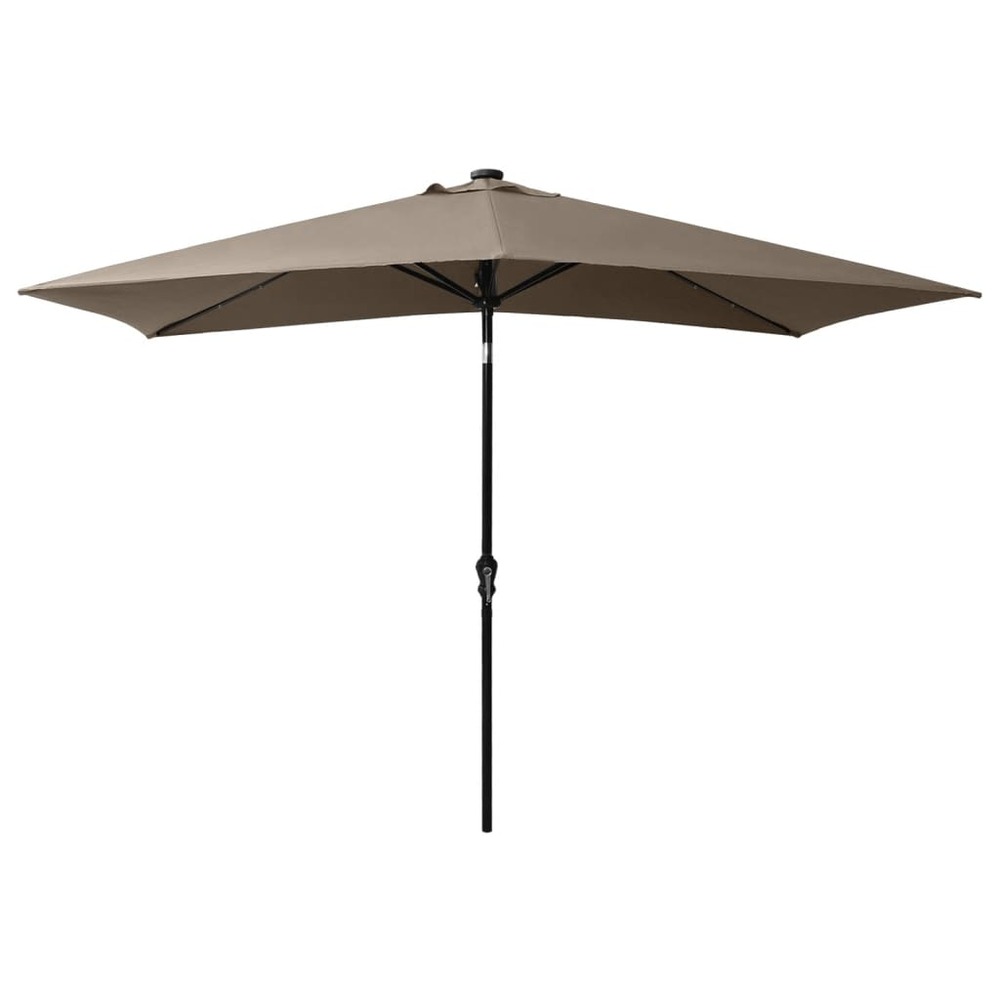 Parasol avec led et mât en acier taupe 2 x 3 m