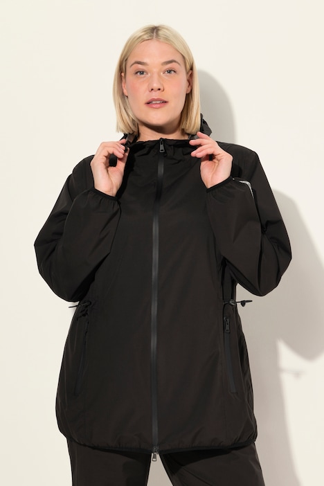 Regenjacke, leicht, Kapuze, 2-Wege-Zipper, wasserdicht