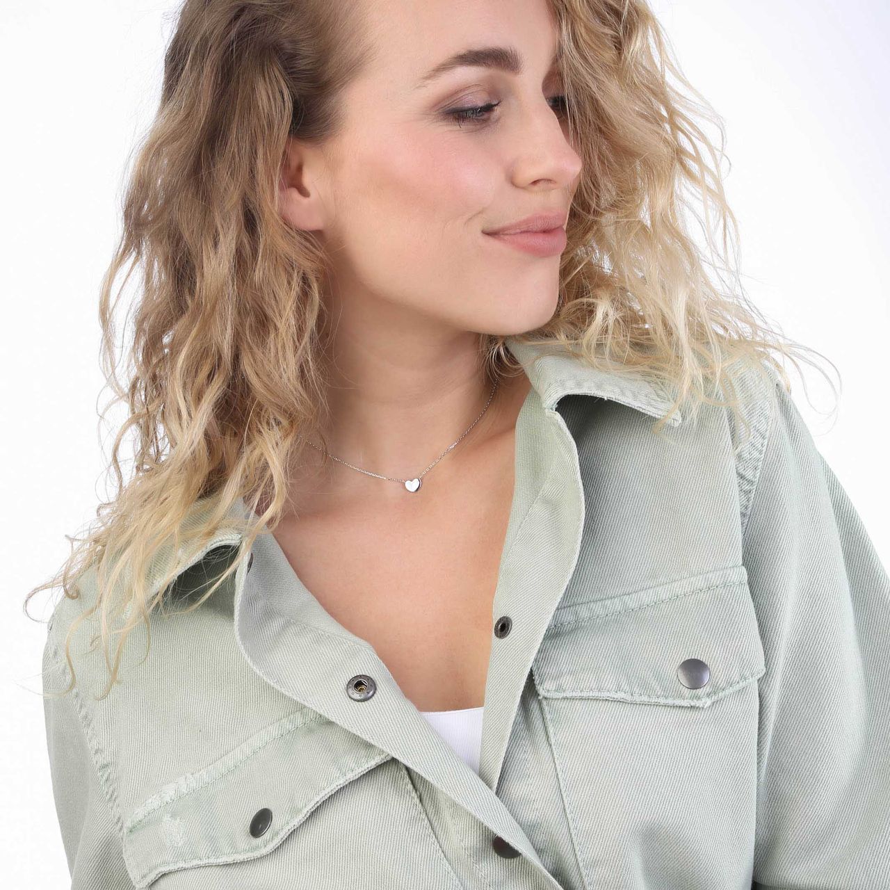 Zilveren ketting met hartje rhodiumplated