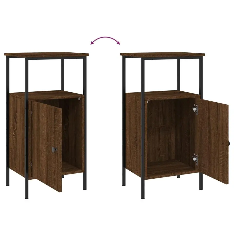 vidaXL - Nachtkastje - Bruin - Bewerkt hout - 2 stuks