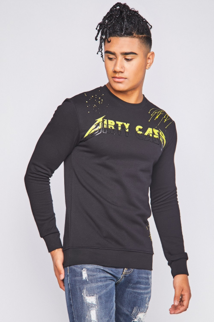Sweat noir taché jaune