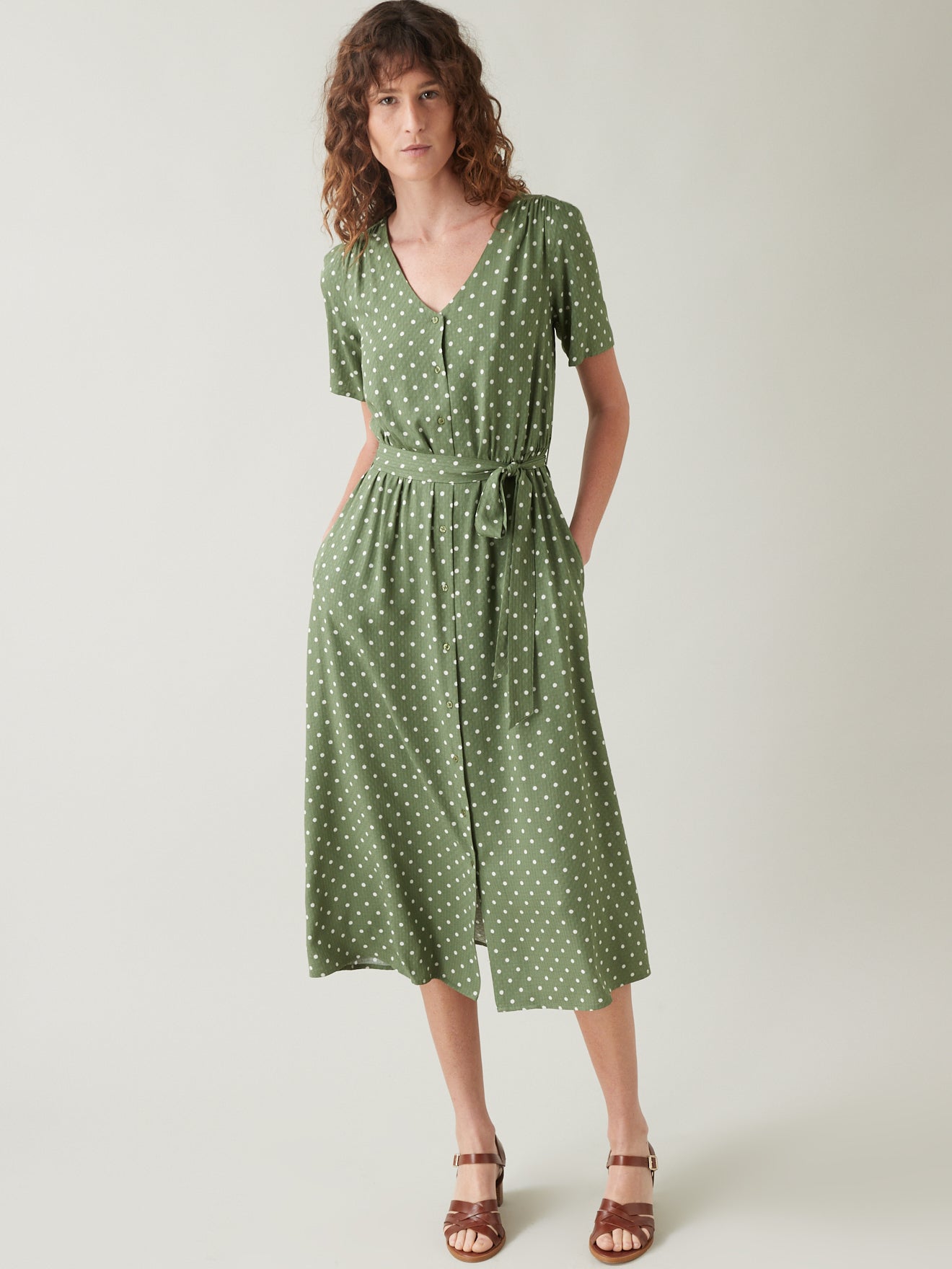 Robe mi-longue femme en viscose dobby