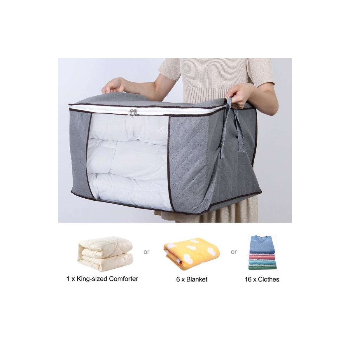 Oppbevaringseske for laken, tepper, klær 60x43x35 cm 2-pakning