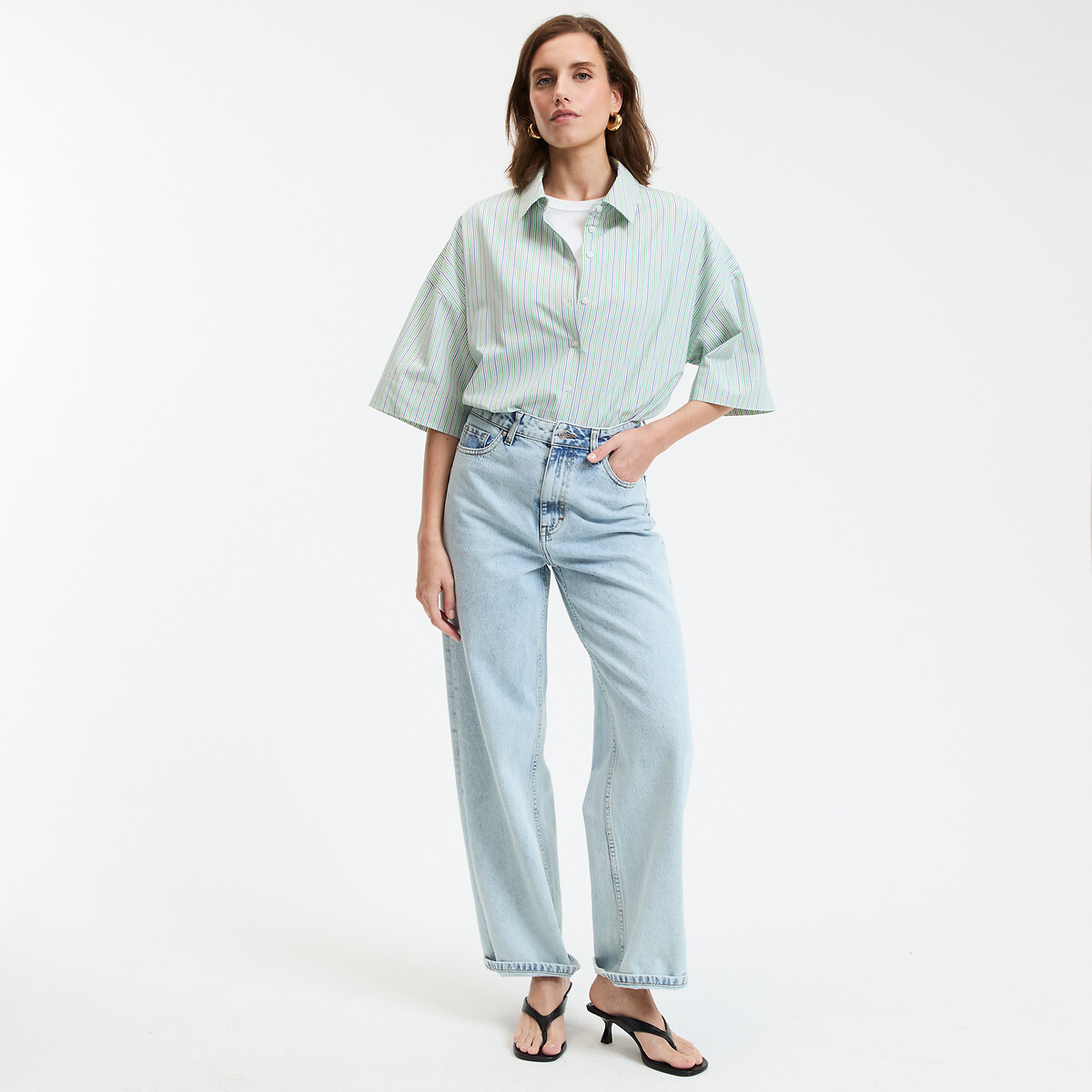 COLEÇÕES LA REDOUTE<br>Camisa ampla com mangas até o cotovelo, estampa exclusiva AMBER