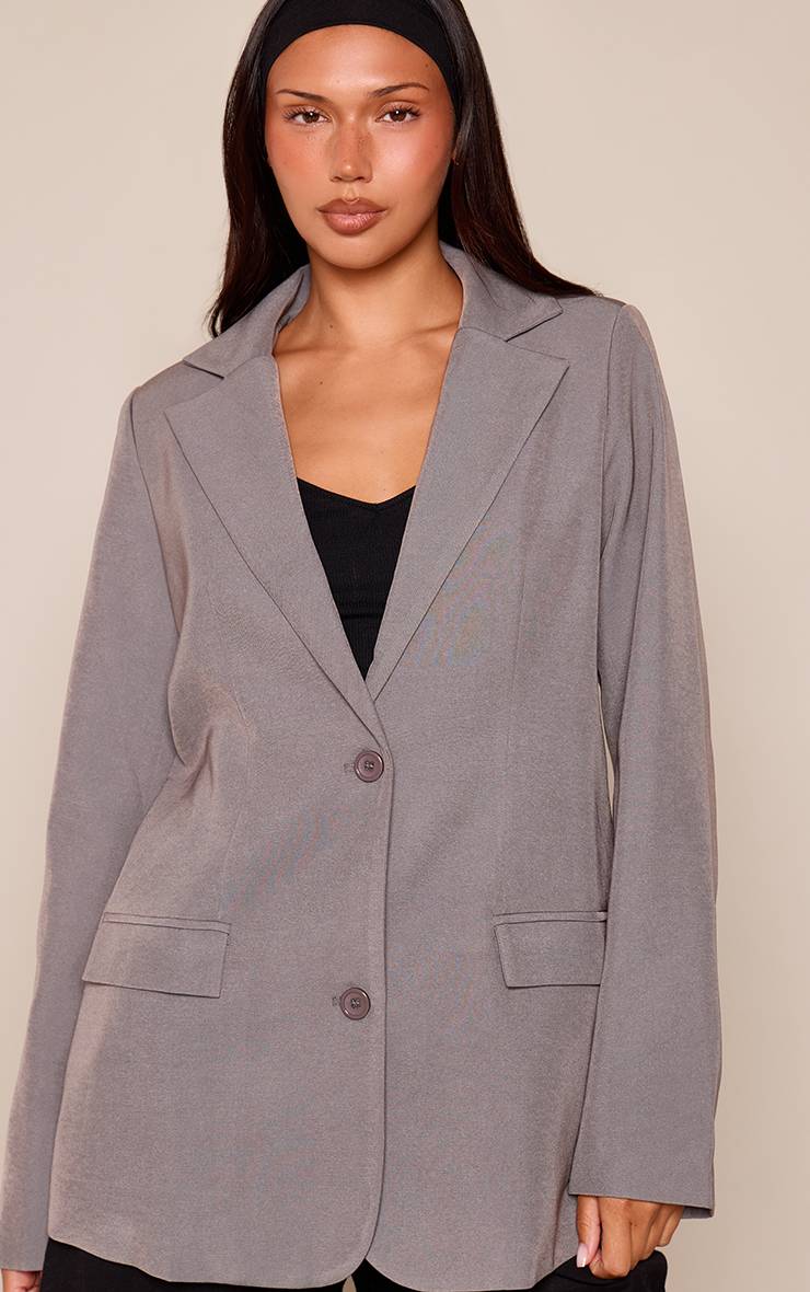 Gris Blazer Long Oversize