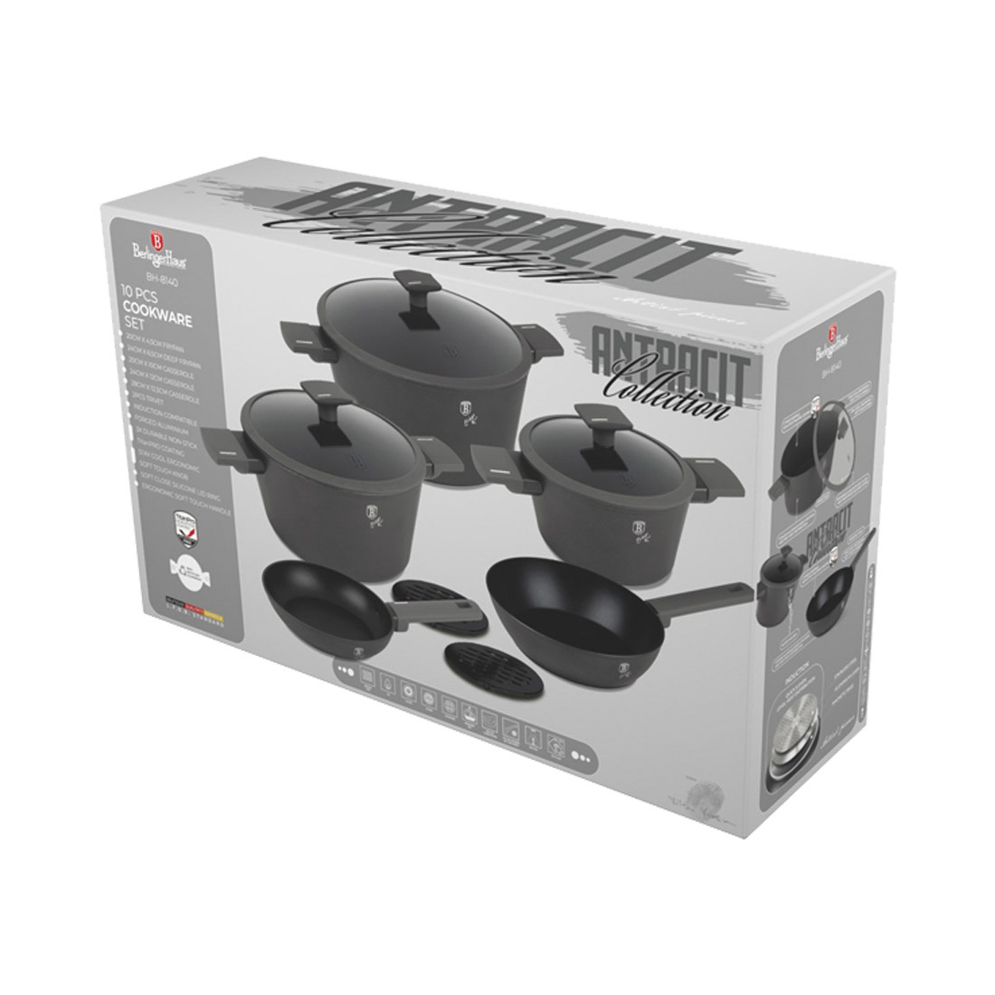 Berlinger Haus 10-teiliges Kochgeschirr-Set Anthracite Collection