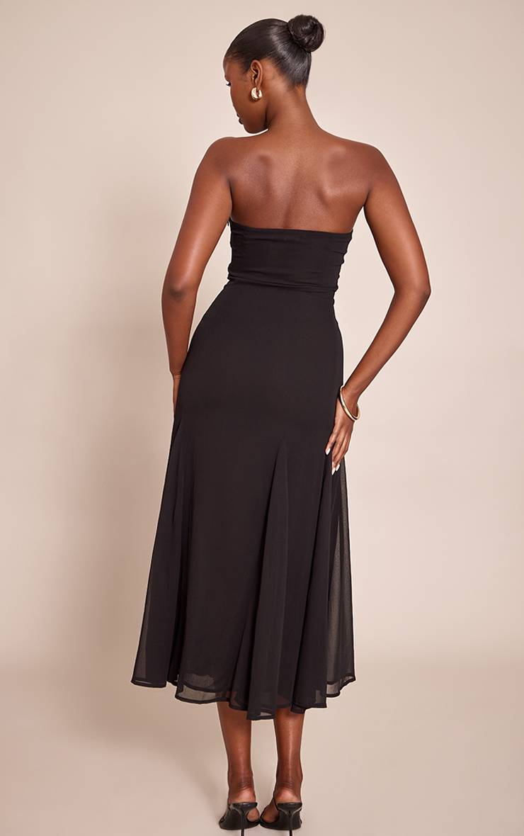 Noir Robe Mi-longue Bustier À Godets Chocolat