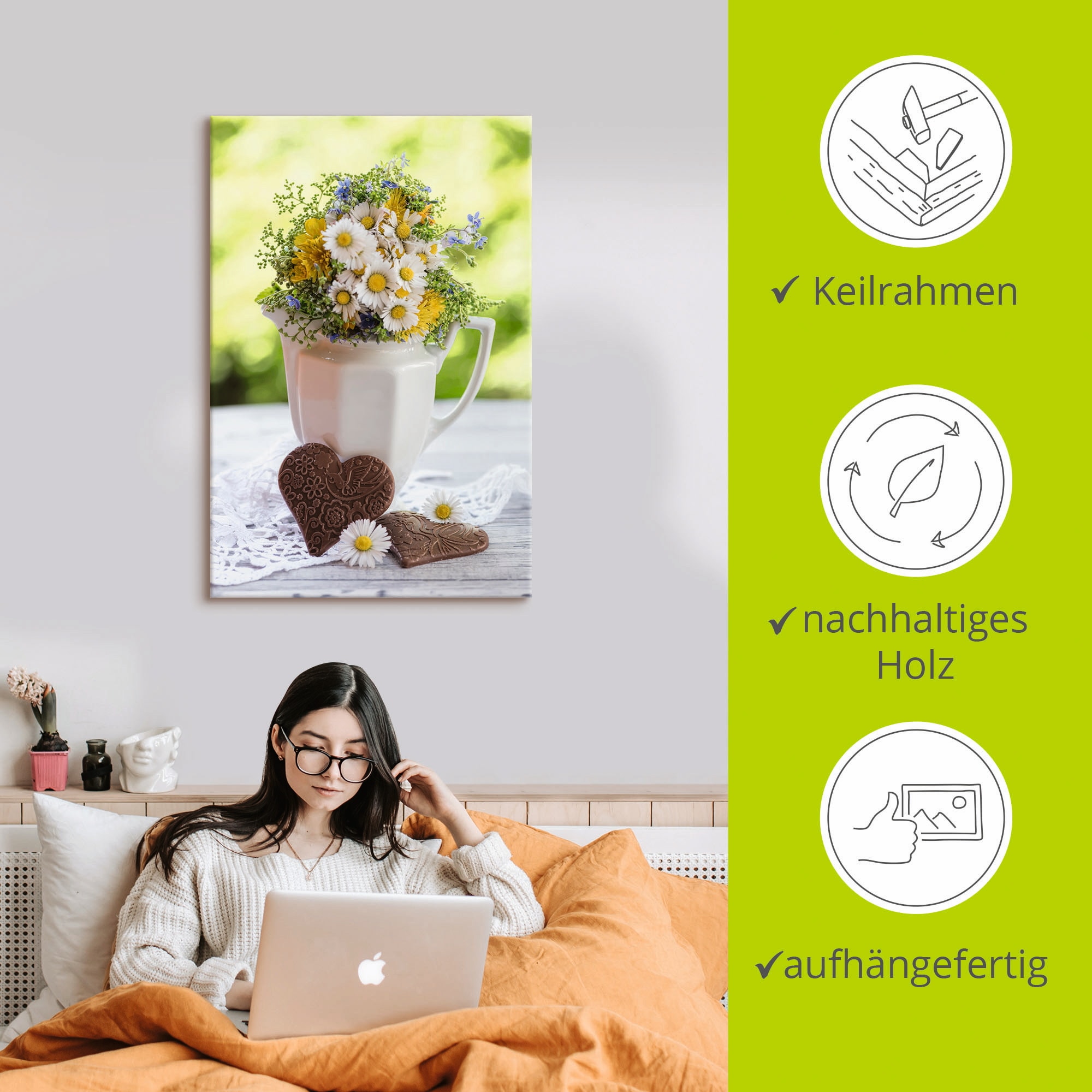 Artland Leinwandbild »Aus Liebe zum Frühling« Vasen & Töpfe 1 Stk. tlg. als Alubild, Outdoorbild, Leinwandbild, Wandaufkleber, versch. Grössen