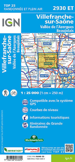 IGN - TOP25 2930 ET VILLEFRANCHE SUR SAONE 1 25 000