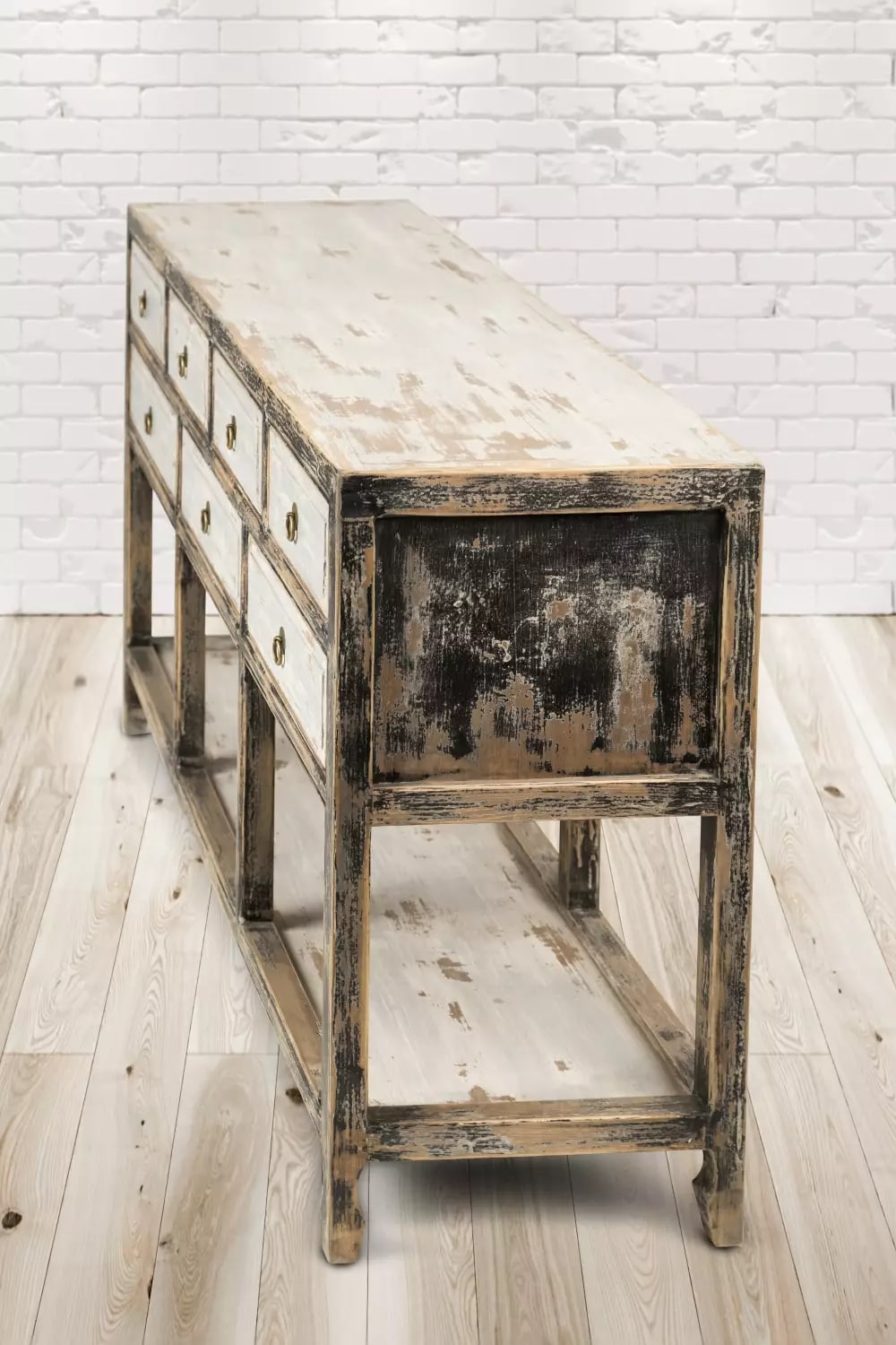 PureHaven Sideboard 154x42x85 cm Vintage Style Unikat aus Vollholz handgefertigt stilvolles Design standsicher und stabil