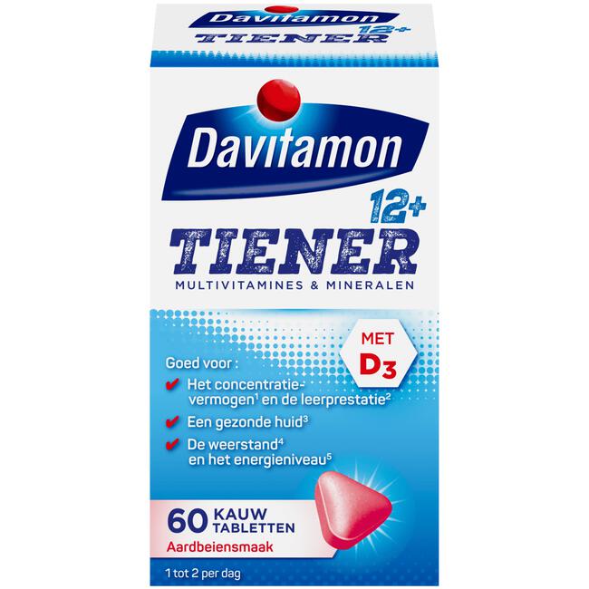 Davitamon Multi Boost 12+ Kauwvitamines Aardbei 60 Stuks