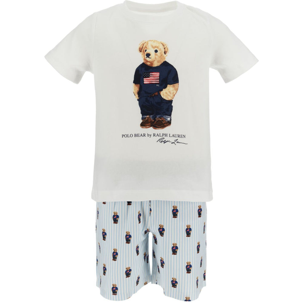 Køb Polo Ralph Lauren White / Elite Blue Ss Bjørn Tee Og Kort Sæt