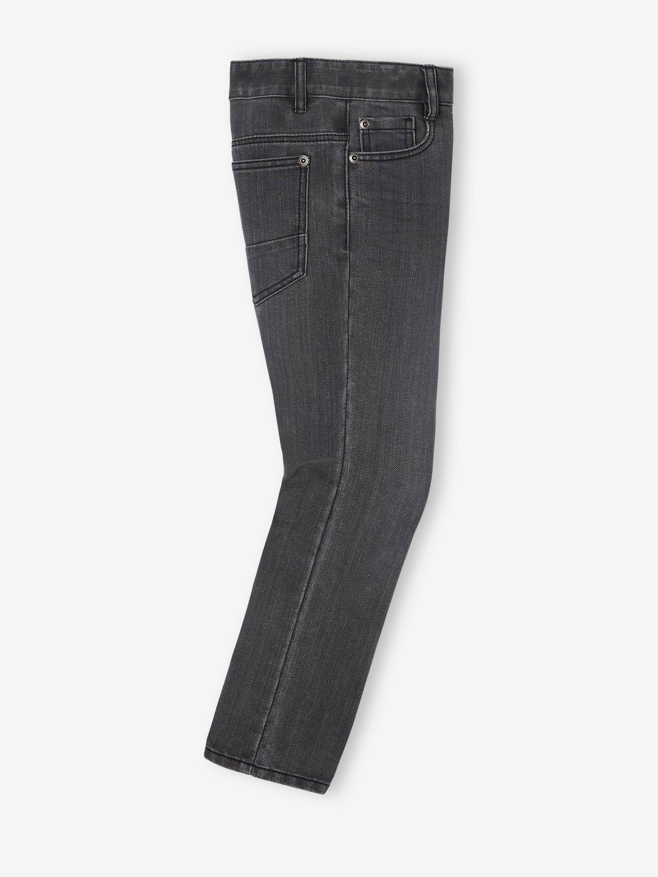 Calça jeans reta indestrutível para meninos, lavagem azul escura