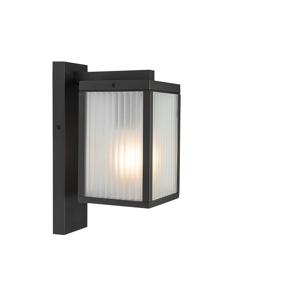 Buiten wandlantaarn zwart met ribbel glas IP44 - Charlois