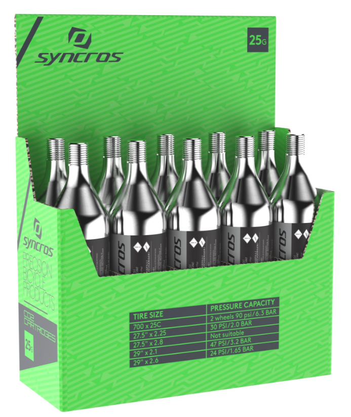 Syncros Co2-patroner 25 gram, Pakke med 10 stk