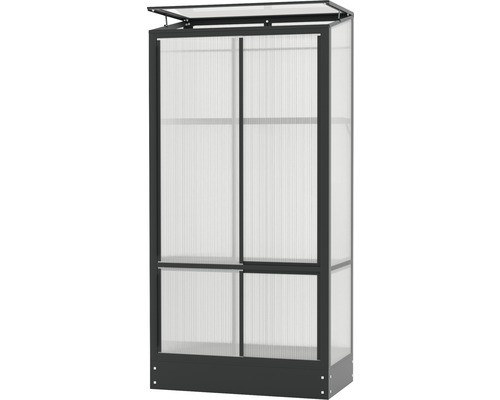 Vitavia Polis kas, 4 mm dubbelwandige polycarbonaat panelen inclusief stalen fundering, 81 x 42,8 cm, zwart