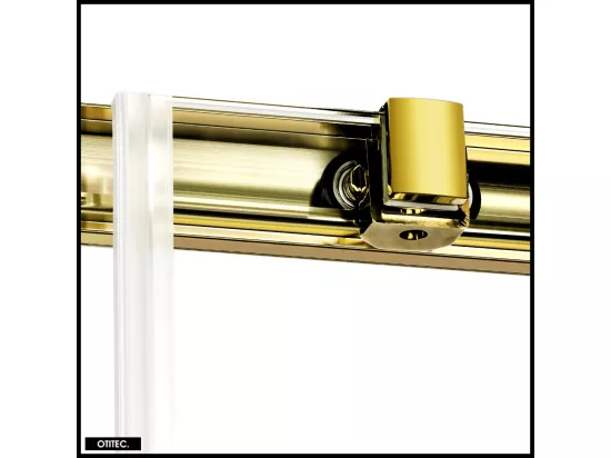 Porte de Douche avec Paroi Latérale - 140 x 200 - OR BROSSÉ - PRIME - DROITE