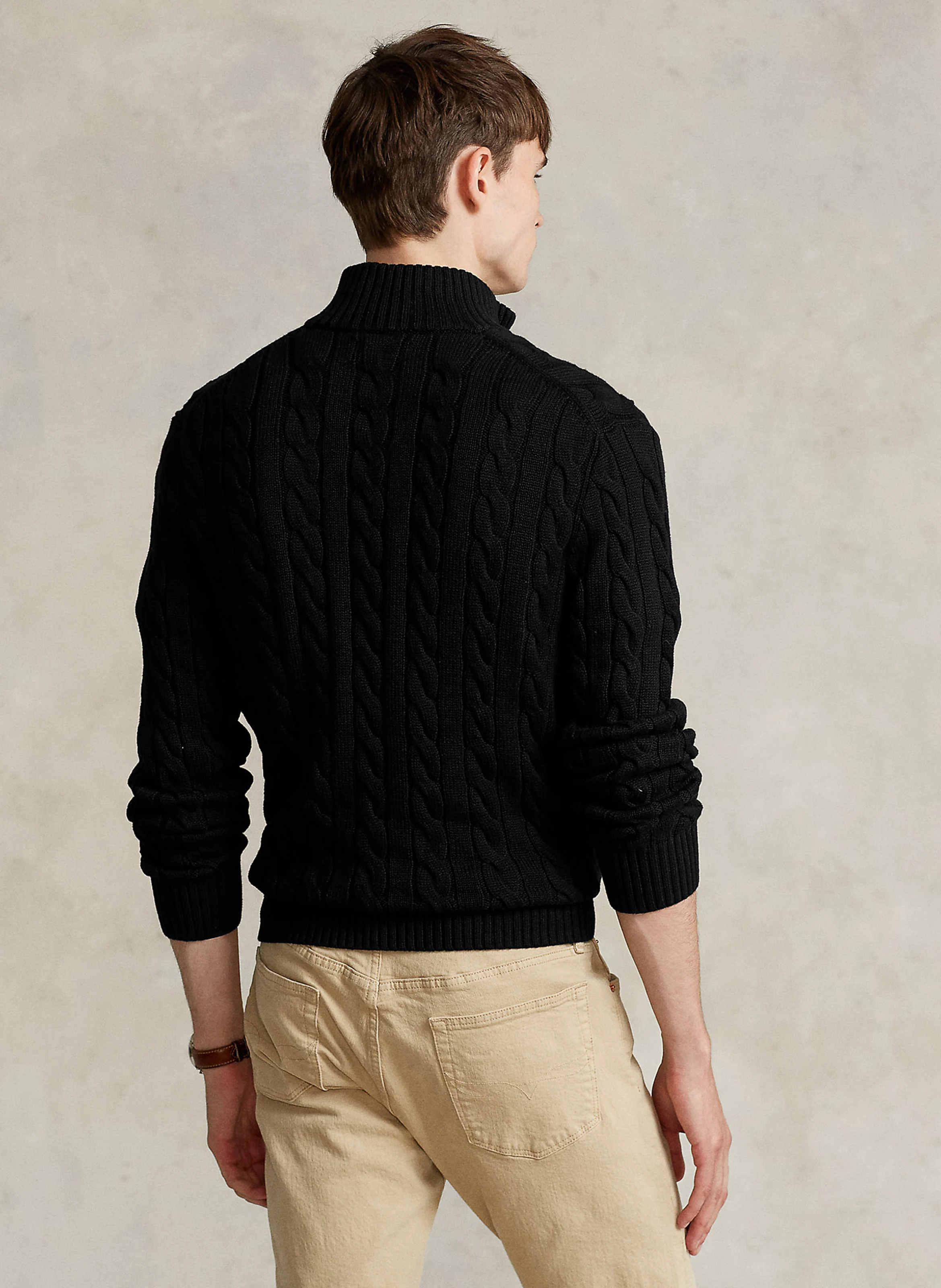 Pull col montant regular fit en coton | Noir