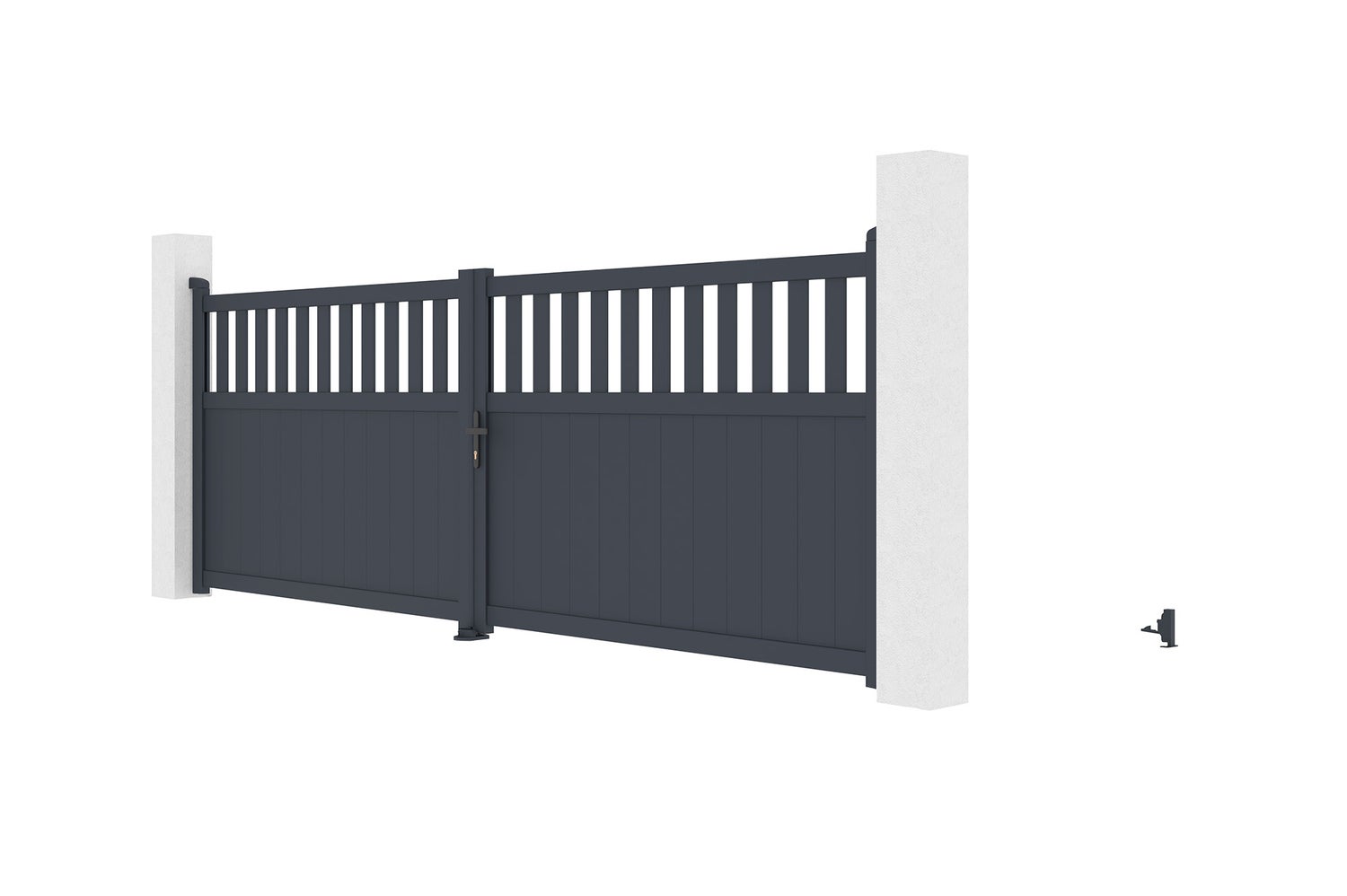 Dubbele aluminium poort, 4m, SANTIS 400B140 Grijs