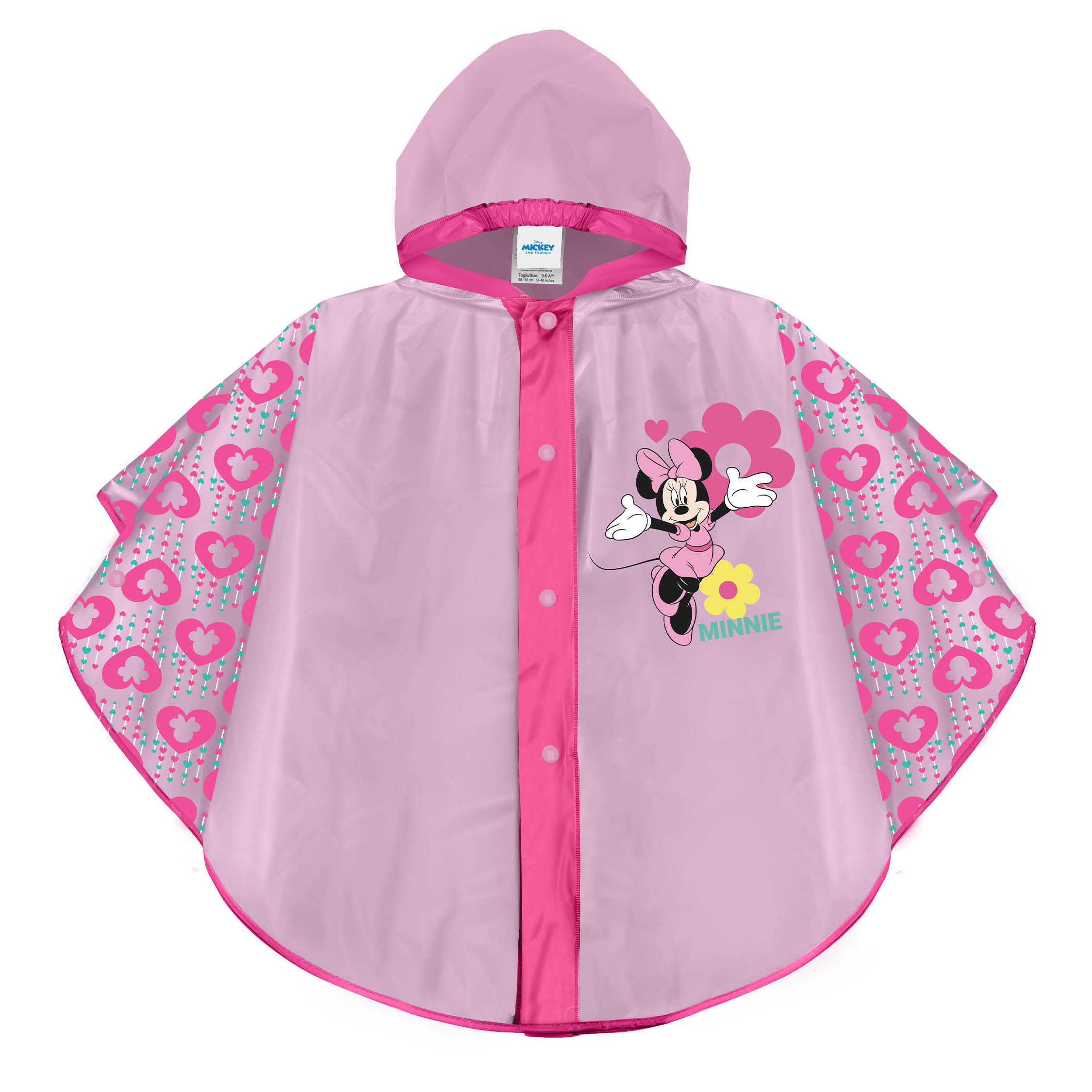 Capa de chuva da Minnie Mouse, para crianças de 3 a 6 anos.