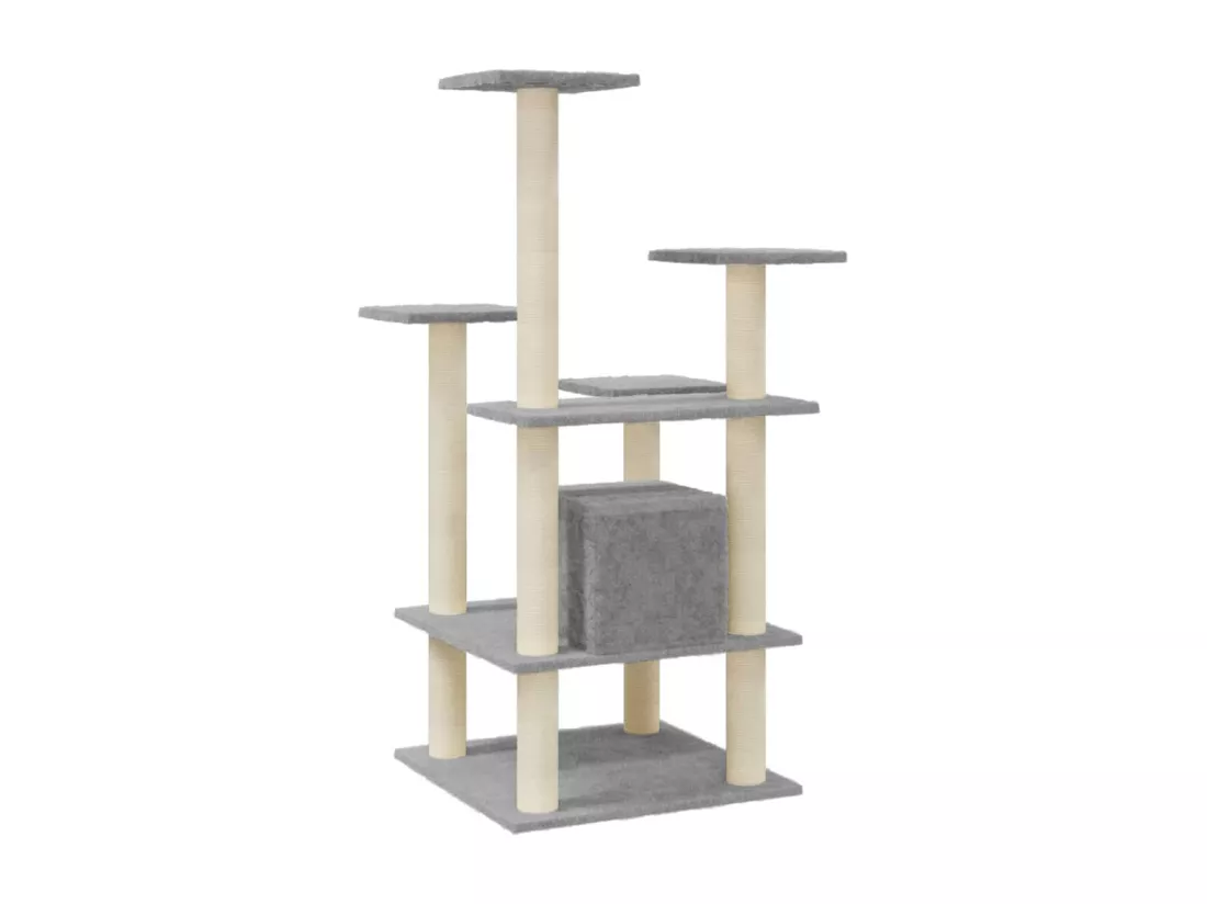 Arbre à chat avec griffoirs en sisal Gris clair 110 cm