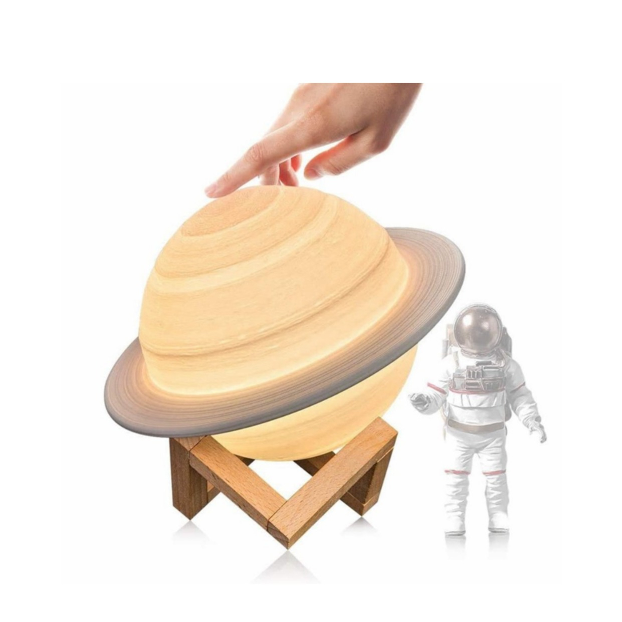 (Ø22cm) 3D LED Saturn Lampe Nachtlicht USB Deko Beleuchtung mit Touch und RGB Beleuchtung   Fernbedienung - Weiss