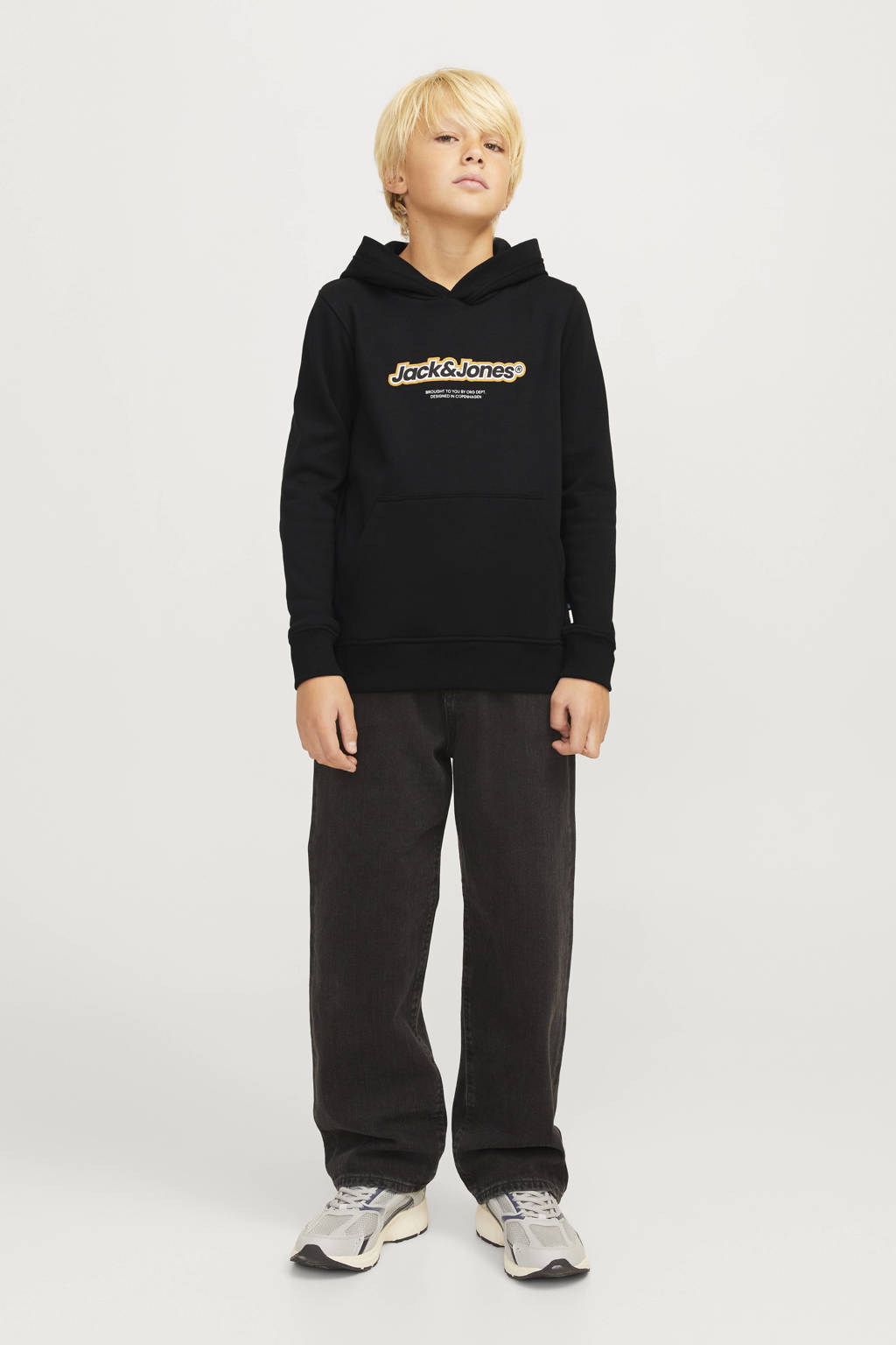 JACK & JONES hoodie JORVESTERBRO NEWTON met logo zwart