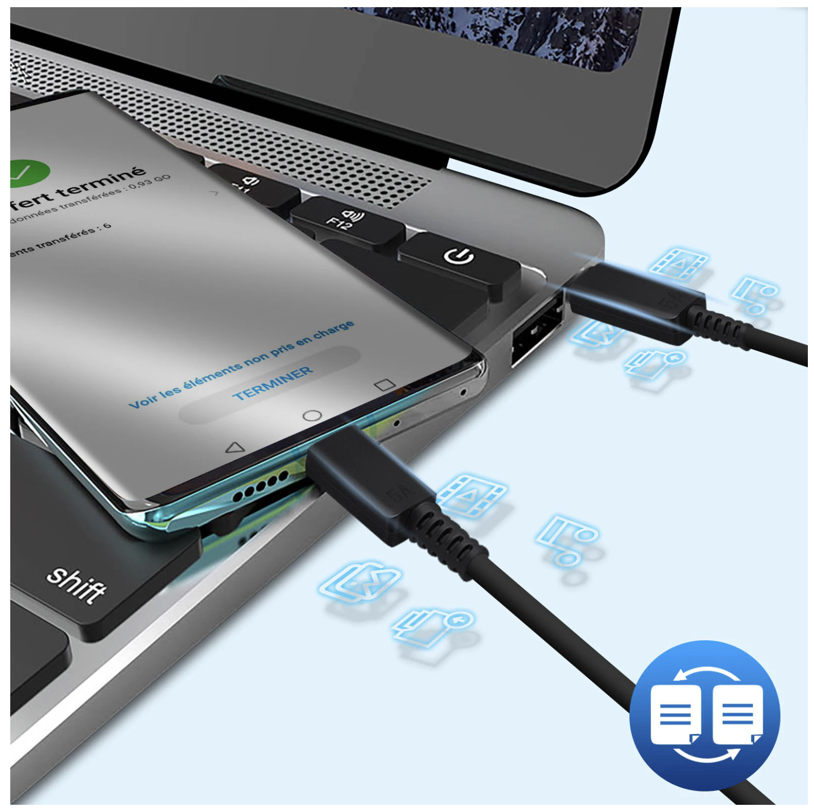 (1.8m) 45W Super Fast Charging 2.0 Schnell Ladegerät (PD/5A)   USB C auf USB C Ladekabel (EP-T4511XBEGEU) - Schwarz
