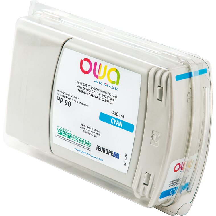 Cartouche d'encre traceur remanufacturée OWA - standard - Cyan - pour HP 90