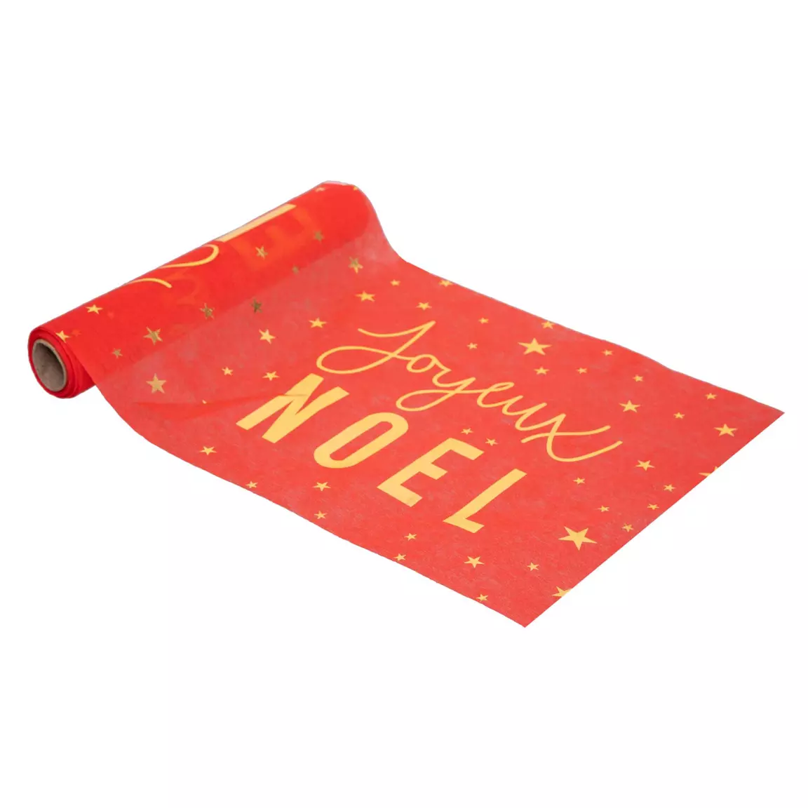 Chemin de table (500 x 28 cm) Joyeux Noël Rouge et Or