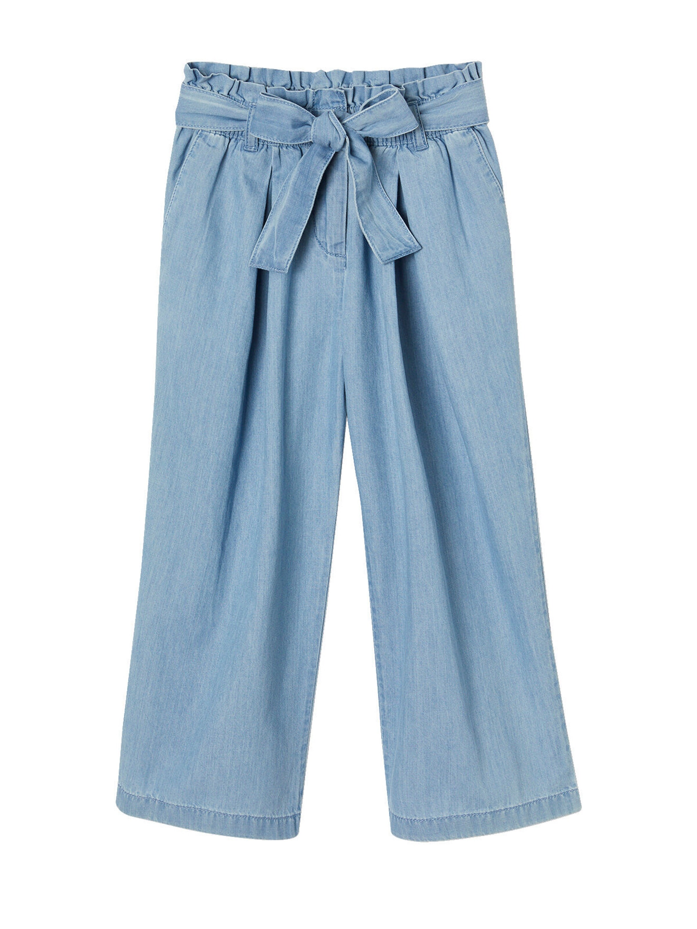 Vertbaudet Mädchen Paperbag-Jeans, 3/4-Bein, Bundweite verstellbar mittelblau