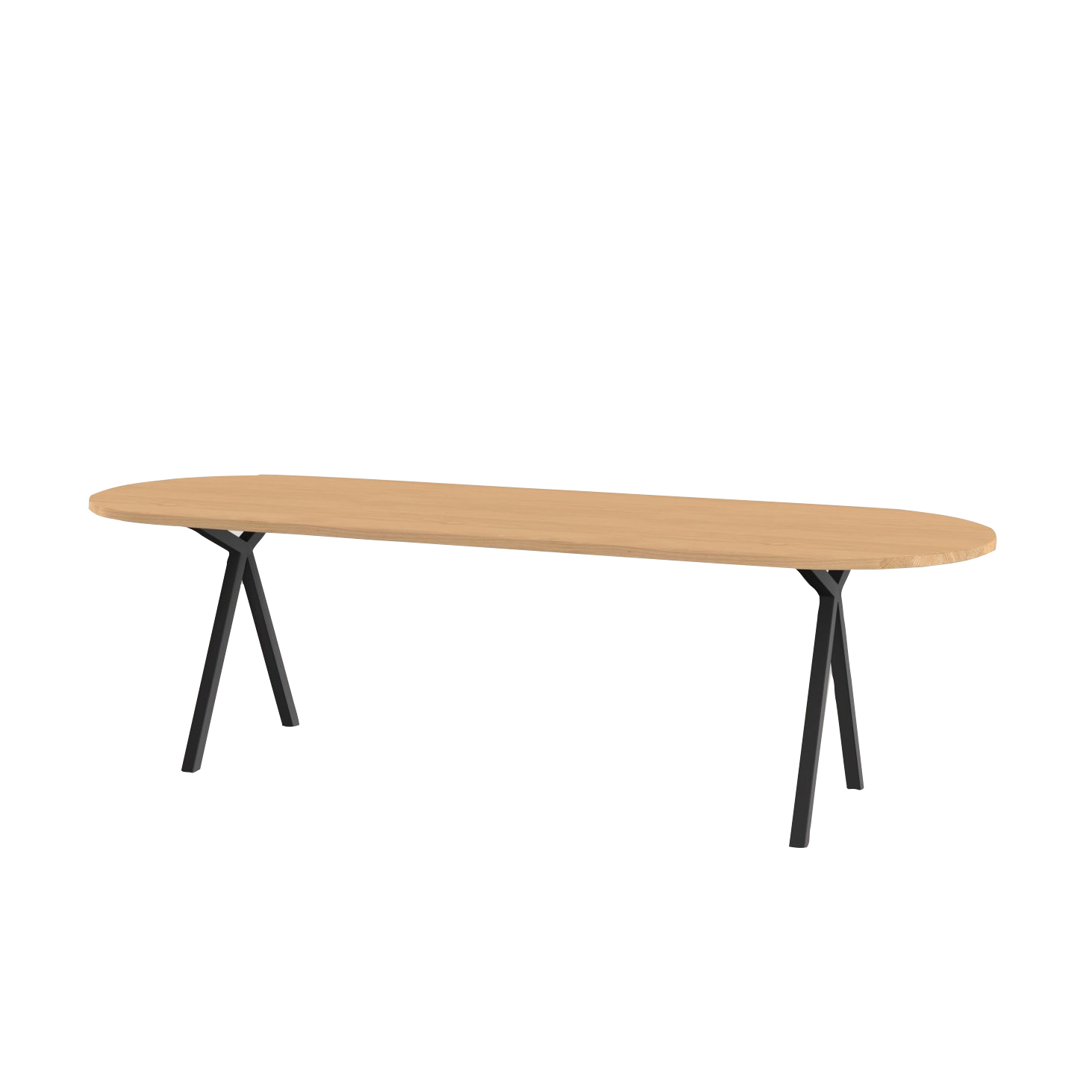 Studio HENK tafel Slim X-type Plat ovaal, zwart frame - Smart Collectie 200 x 100 cm | Eikenhout | Verjongde rand | Frame Zwart
